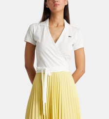 Polo crop cache-cœur en coton Lacoste