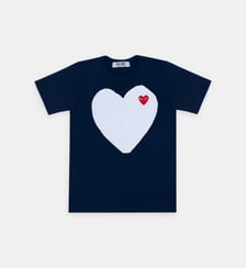 T-shirt droit en coton double cœur unisexe Comme des Garçons PLAY