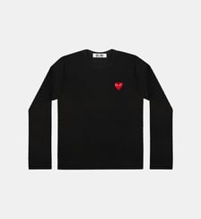 T-shirt droit coton manches longues logo cœur unisexe Comme des Garçons PLAY