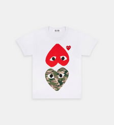 T-shirt droit coton cœurs contrastants unisexe Comme des Garçons PLAY
