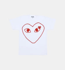 T-shirt droit coton double cœur unisexe Comme des Garçons PLAY