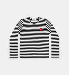 T-shirt droit rayé bicolore manches longues en coton unisexe Comme des Garçons PLAY