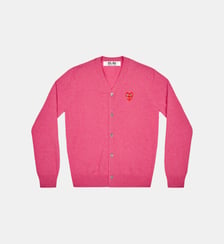 Cardigan droit laine col V cœurs contrastants unisexe Comme des Garçons PLAY
