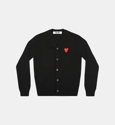 Cardigan droit laine col V cœurs contrastants unisexe Comme des Garçons PLAY