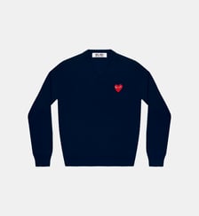 Pull droit en laine col V unisexe Comme des Garçons PLAY