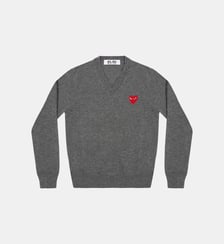 Pull droit en laine col V unisexe Comme des Garçons PLAY