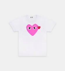 T-shirt droit coton double cœur unisexe Comme des Garçons PLAY