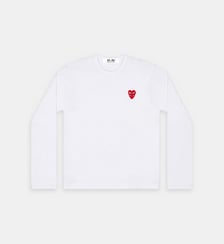 T-shirt coton double cœur manches longues unisexe Comme des Garçons PLAY