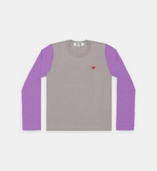 T-shirt droit coton bicolore manches longues unisexe Comme des Garçons PLAY