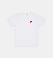 T-shirt droit coton double cœur unisexe Comme des Garçons PLAY