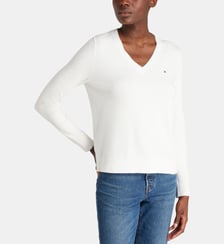 Pull droit en maille jersey de coton mélangé Tommy Hilfiger