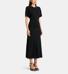 Robe longue fronces manches courtes ouvertes Victoria Beckham