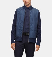 Sweat droit zippé en coton biologique et tissu technique BOSS