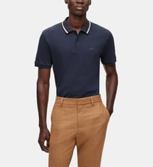 Polo slim en coton mercerisé col rayé BOSS