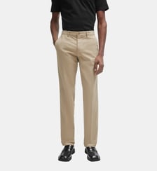 Pantalon chino droit en gabardine de coton stretch BOSS