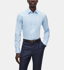Chemise droite en popeline de coton stretch BOSS