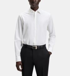 Chemise droite en popeline de coton stretch BOSS