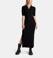 Robe polo longue ajustée Aya en maille côtelée stretch Galeries Lafayette