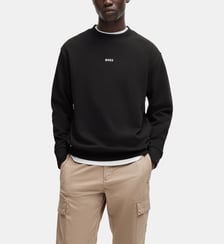 Sweat décontracté en molleton de coton avec logo contrastant BOSS