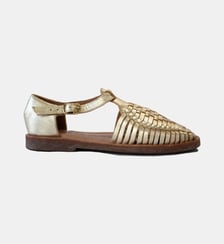 Sandales plates Peonia en cuir Mapache