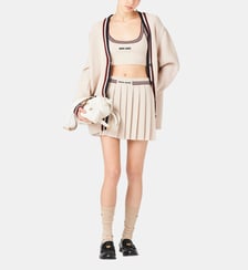Jupe courte plissée en cachemire Miu Miu