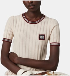 Pull manches courtes en cachemire Miu Miu