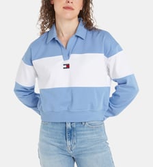 Sweat court coton mélangé bandes contrastantes Tommy Hilfiger