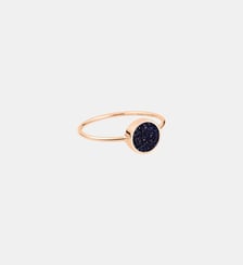 Bague -Mini disque en or rose et pierre de sable bleue Ginette Ny