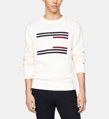 Pull droit en coton à drapeau graphique Tommy Hilfiger
