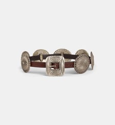 Ceinture en cuir à boucles rondes métalliques ciselées Polo Ralph Lauren