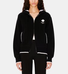 Sweat droit zippé à capuche en laine et coton Kenzo