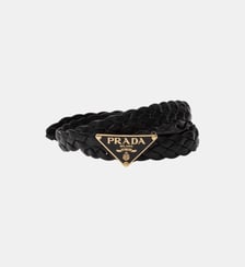 Ceinture fine tressée signature en cuir nappa Prada