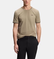 T-shirt droit stretch avec rayures et logo BOSS