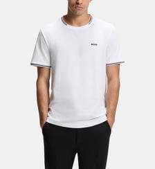 T-shirt droit stretch avec rayures et logo BOSS