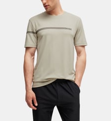 T-shirt droit avec rayures et logo BOSS