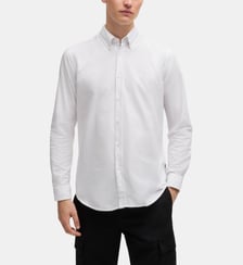 Chemise droite en coton oxford à pointes boutonnées BOSS