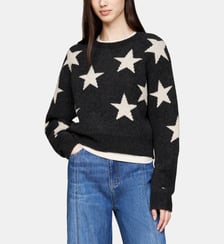 Pull court droit en maille à étoiles contrastantes Tommy Hilfiger