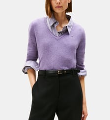 Pull droit en laine col V Tommy Hilfiger
