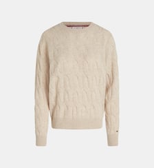 Pull droit maille câble laine Tommy Hilfiger
