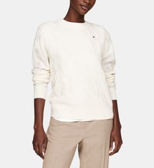 Pull droit maille câble laine Tommy Hilfiger