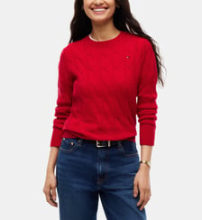 Pull droit maille câble laine Tommy Hilfiger