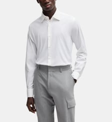 Chemise droite en twill stretch performant BOSS