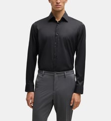 Chemise droite en twill stretch performant BOSS