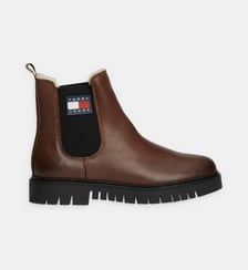 Boots Chelsea en cuir grainé col fourré Tommy Hilfiger