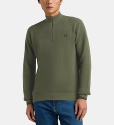 Pull en coton col camionneur et logo Fred Perry
