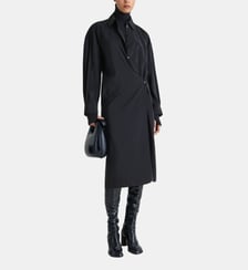 Robe chemise mi-longue détails drapés en soie mélangée Lemaire