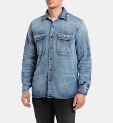 Chemise droite coton denim délavé Replay