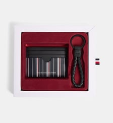 Coffret porte cartes porte-clés Th Corp en cuir nappa Tommy Hilfiger