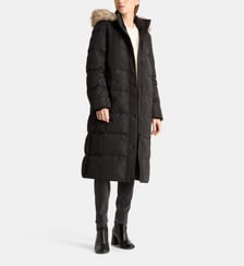 Doudoune longue cintrée zippée capuche bordure effet fourrure  Lauren Ralph Lauren