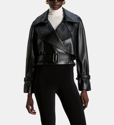 Veste ajustée courte Hatti en cuir Nour Hammour